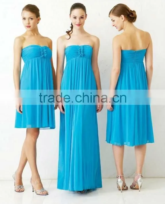 New fashion blue chiffon backless ladies western dress designs