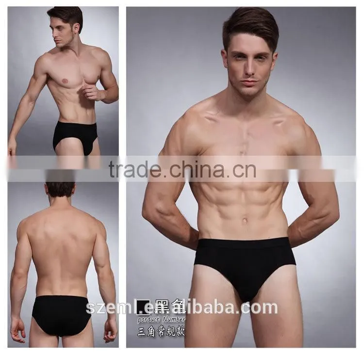 Wholesale custom men's pure color sexy U convex pouch bamboo fiber seamless boxer brief