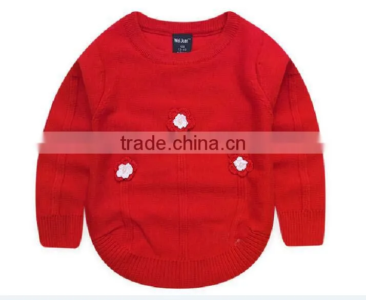 custom factory latest fancy embroidered flower winter kids cottton sweater