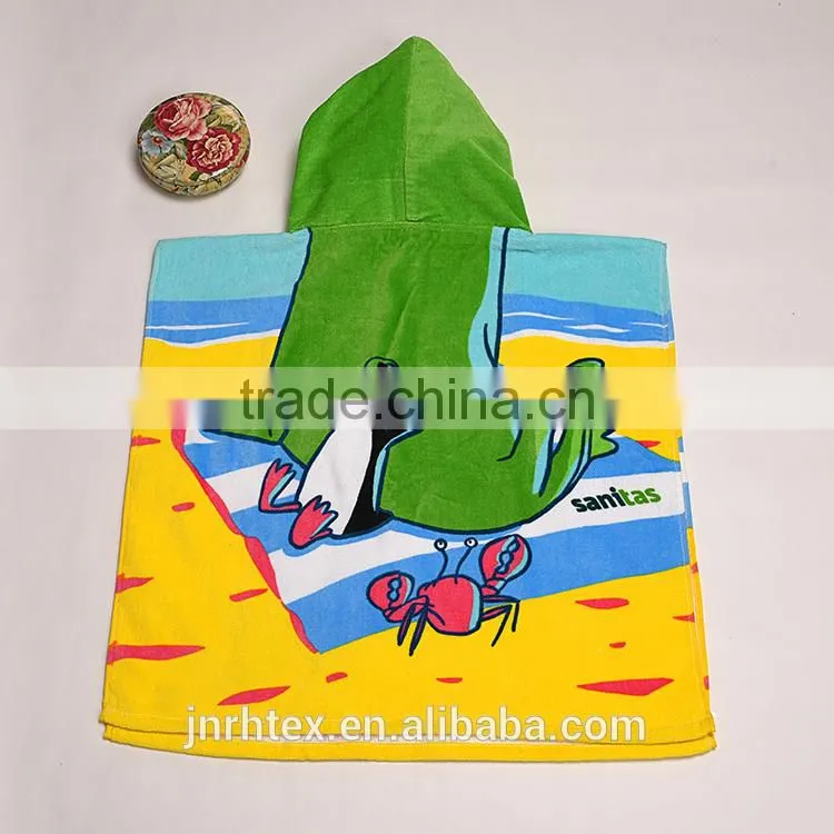 Alibaba Trade Assurance combed cotton screen printing terry children poncho beach towel