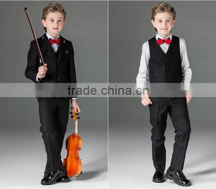 ELPA NXB0075 Designer 3 piece fancy tailor made slimming black red boys suits