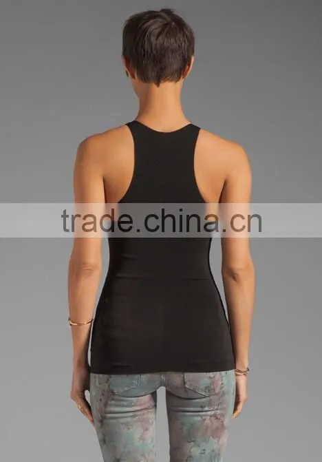 95% rayon 5% spandex jersey racer black tanks