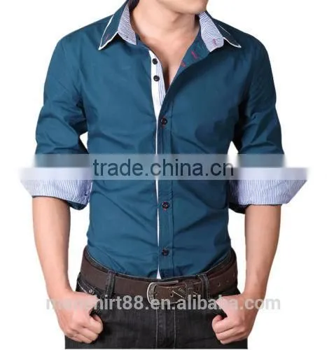 mens slim fit solid color button down collar dress shirt