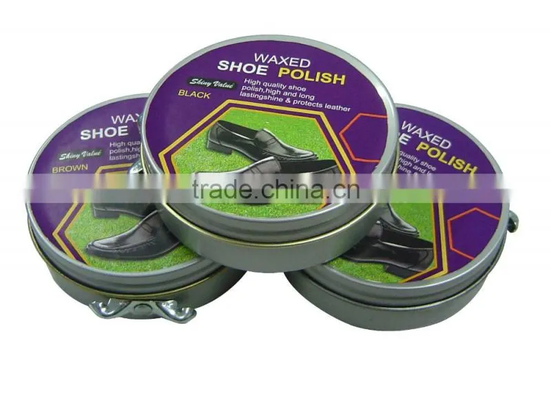 portable shoe accessories Solid waxed Shoe Polish/shine/cream in tin box