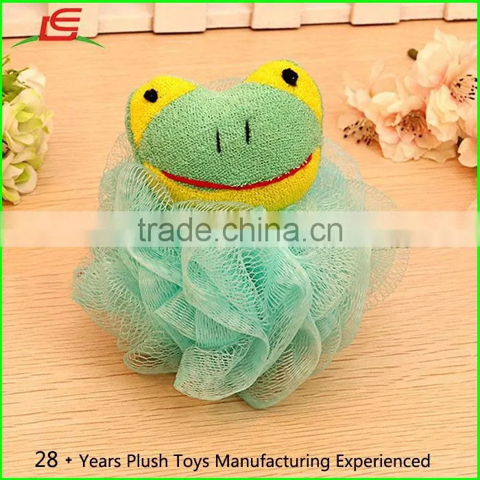 hot selling Kids Toy Pouf Mesh Bath Sponge with Stuffed Animal