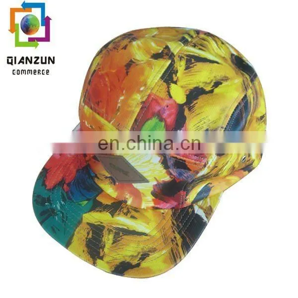 hot sale black custom leather trap leather 5 panel cap