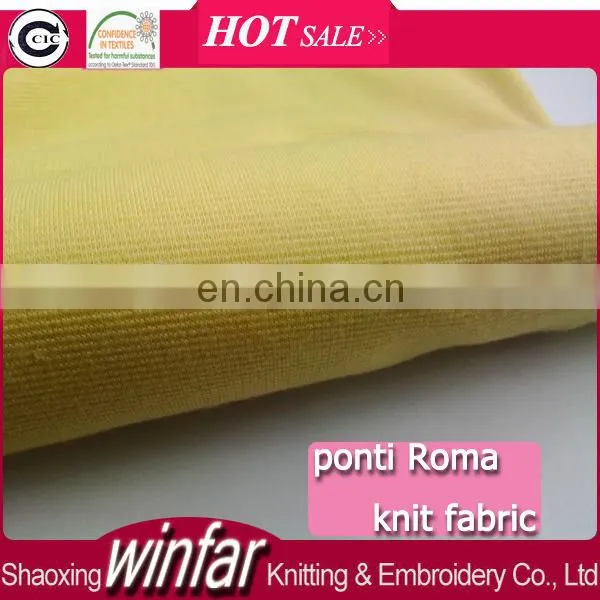 Winfar Textile Plain Dyed Knit Ponte De Roma 80% Polyester 17% Rayon 3% Spandex TR Fabric