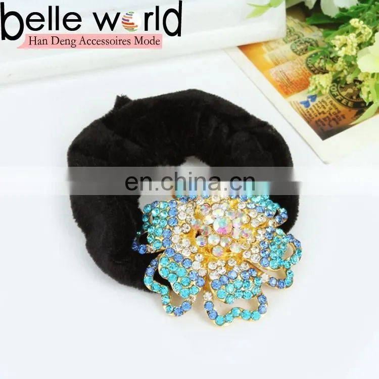 Korean Style Flower Rhinestone Elastic Hairband for Girls