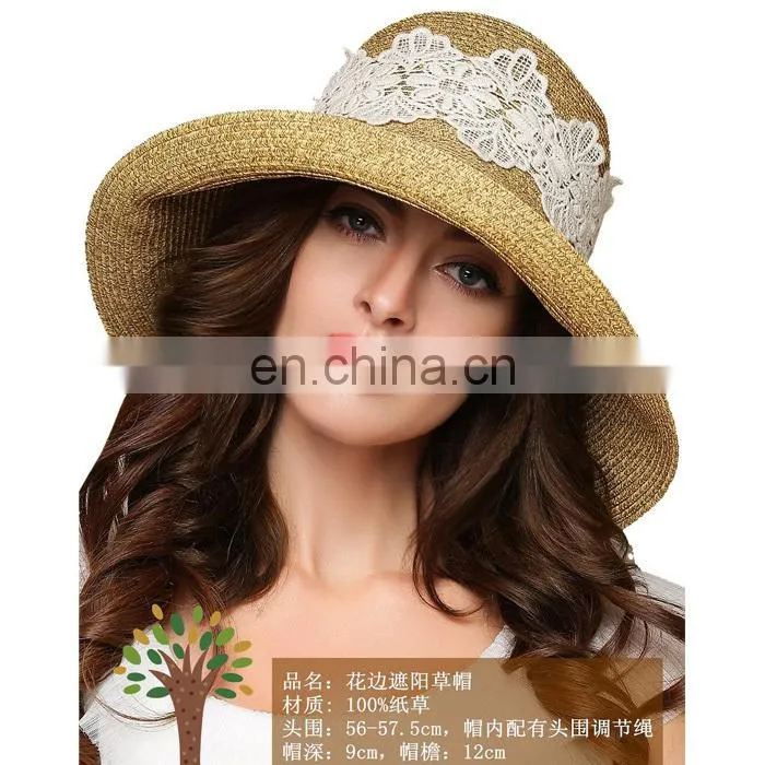 Wholesale Fashion Casual Summer Sunscreen Women Straw Hat