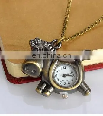 godbead Charming Design Classic Quartz Antique Pony Pendant Children Pocket Watch Necklace retro pocket watch wholesale