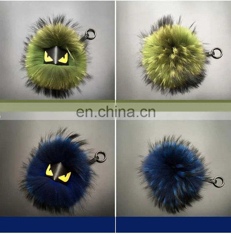 2015 High Quality Raccoon Fur Keychain for Bag Charm Monster Keychain
