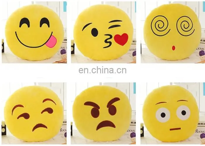 Emoji Kissing Heart Pillow Plush Round Cushion Stuffed Toy Doll for Kids Bed