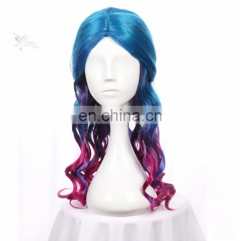 top fashionable synthetic hair deep purple wig cosplay anime wigs