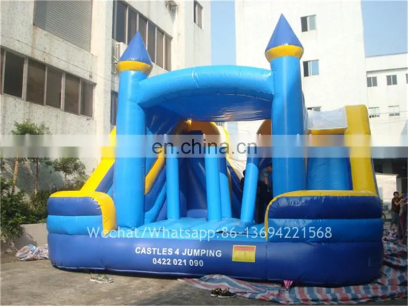 Kids Blue slide and castle inflatable bouncer combo 5x4x3m