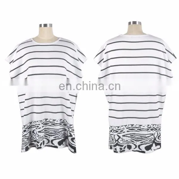White High Quality Spring Fashion Stripe Fish Women Sweater Wide Bats Sleeve Long Pullover