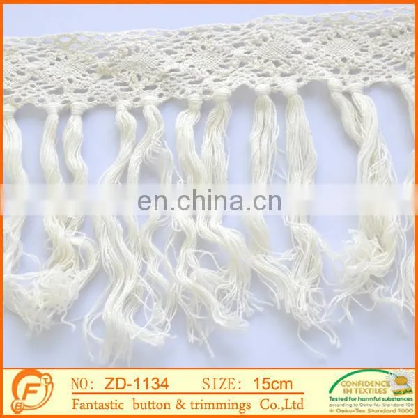 dressing white cotton fringe tassel for lady clothings accessories