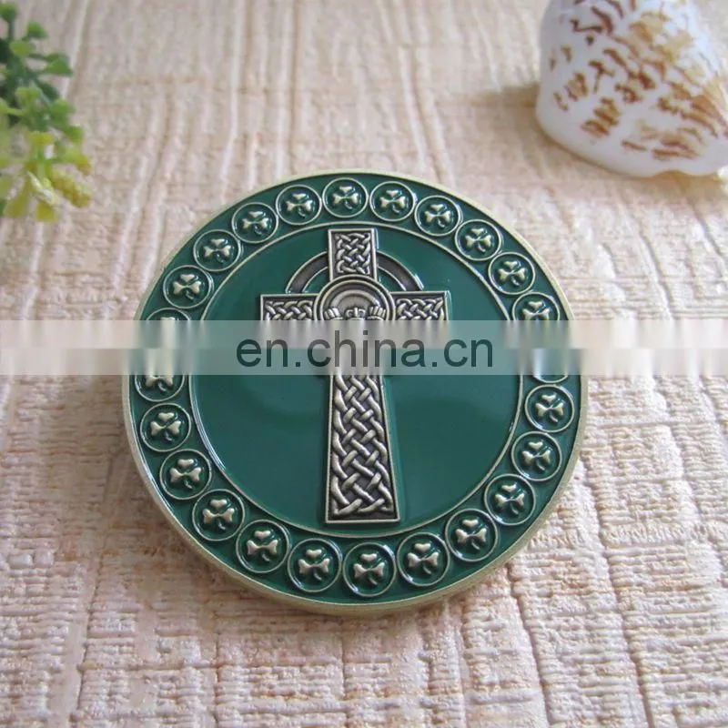 Logo engraved antique silver coin colored silver coins