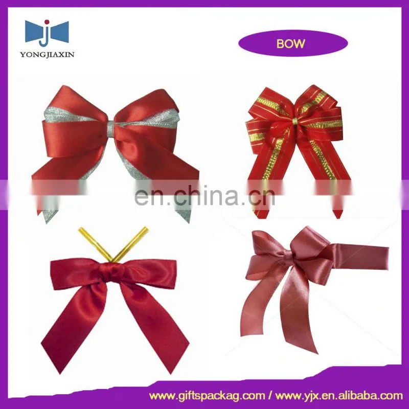 Pre Tied Printed Satin Ribbon Bow for Gift Packaging