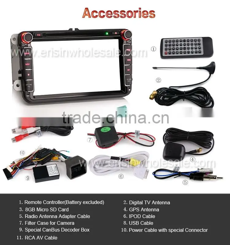 Erisin ES9611V 8" 2 Din Car DVD Player with GPS 3G TV