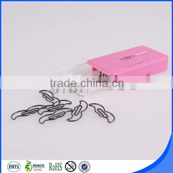 PP box package with logo imprinted custom metal spring clip as gift