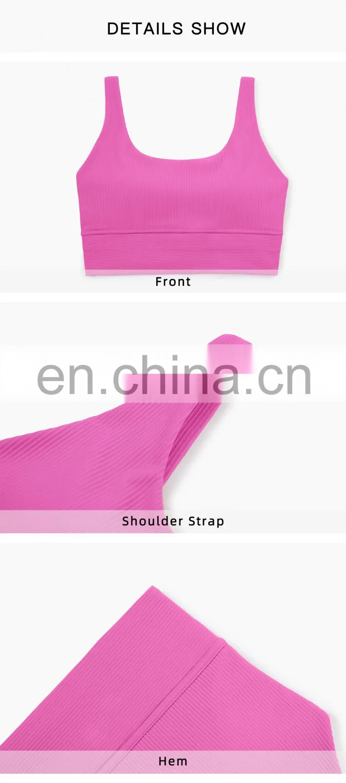 Gym Activewear Women Sling Wide Shoulder Bra Fitness Ribber Tank Top Running Sports Bra