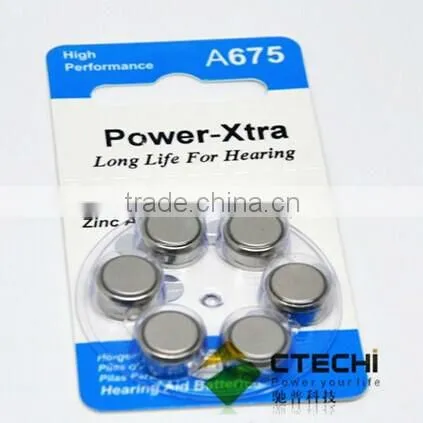 Hearing aid battery 1.4v zinc air button cell battery A10 A13 A675 A312 in Blister card