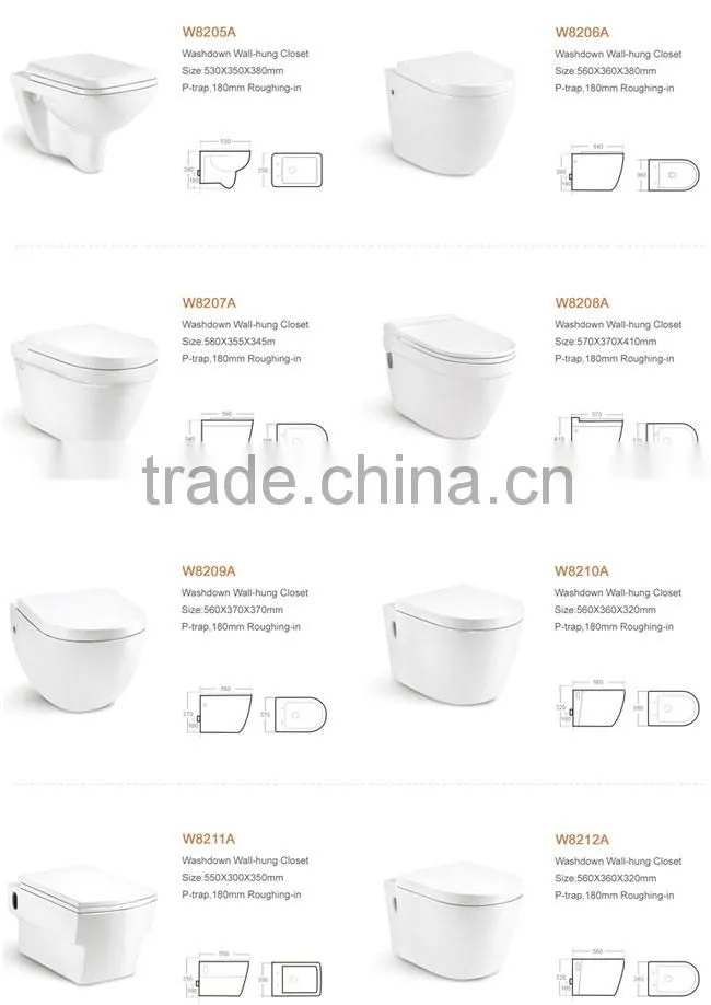 2016 New Arrival Good Quality Bathroom Western Ceramic wall hung Toilet