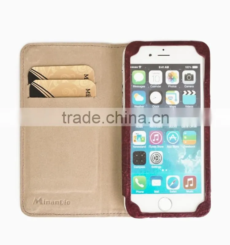 Fading&Weave Genuine Leather Cell Phone/Mobile Phone Case/Booklet for iPhone 6/6s for Lady/Women