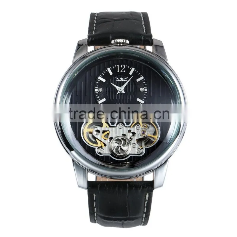 Men Watch Leather Fashion Brand Watches Feather Skeleton Dress Watches ZB005