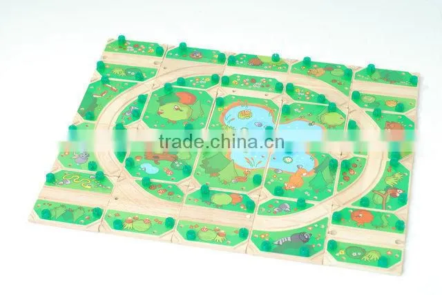 Wooden toy train tracks set for kids