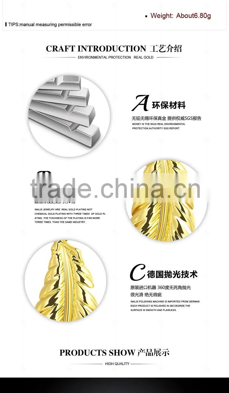 Factory direct sale feather earrings jewelry gold
