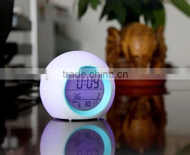 7 LED Color Triangle Alarm Clock change alarm clock Pyramid Digital LCD Snooze