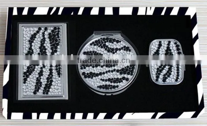 Bling Mirror Crystal Metal Bussiness Card Holder Pill Box Customized Design