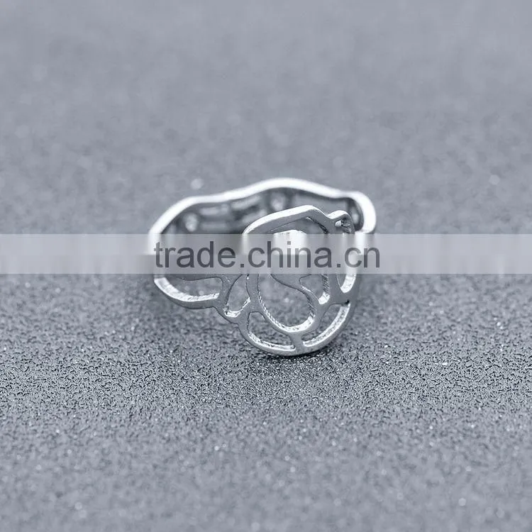 2016 New Design Stainless Steel Ring for Women Hollow Rose Flower Rings