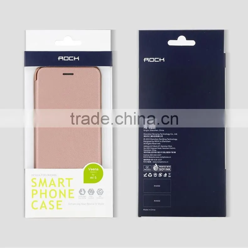 Original ROCK Brand Veena Series Hard PC Rubber Case for xiaomi 5 PU Leather Flip Case MT-5501
