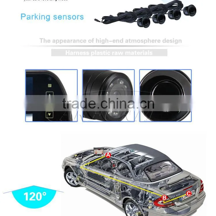 Car parking sensor TFT 7 inch rearview mirror monitor & rearview camera & parking sensors