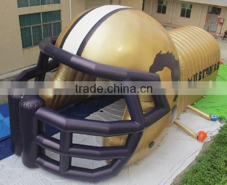 2016 Giant custom golden Inflatable football entrance helmet tunnel