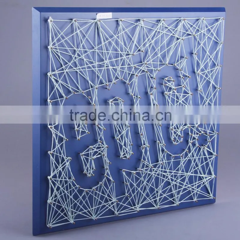 hand-made wooden string wall art with the letters speace design for home decoration