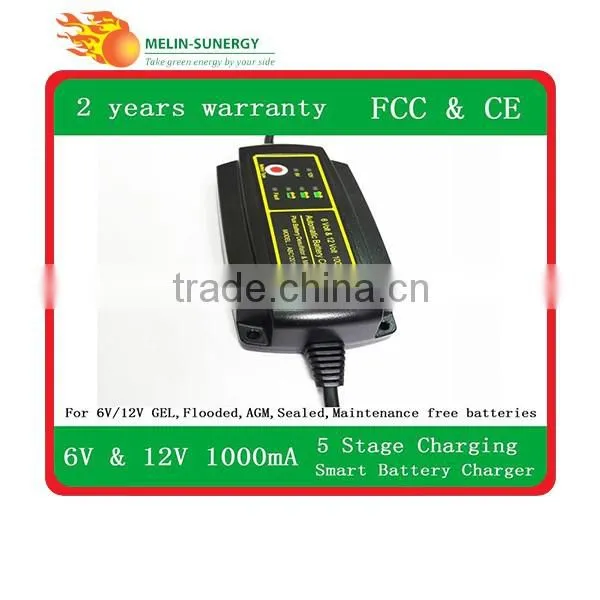 6v/12V Automatic rechargeable battery charger 1A for Vehicle