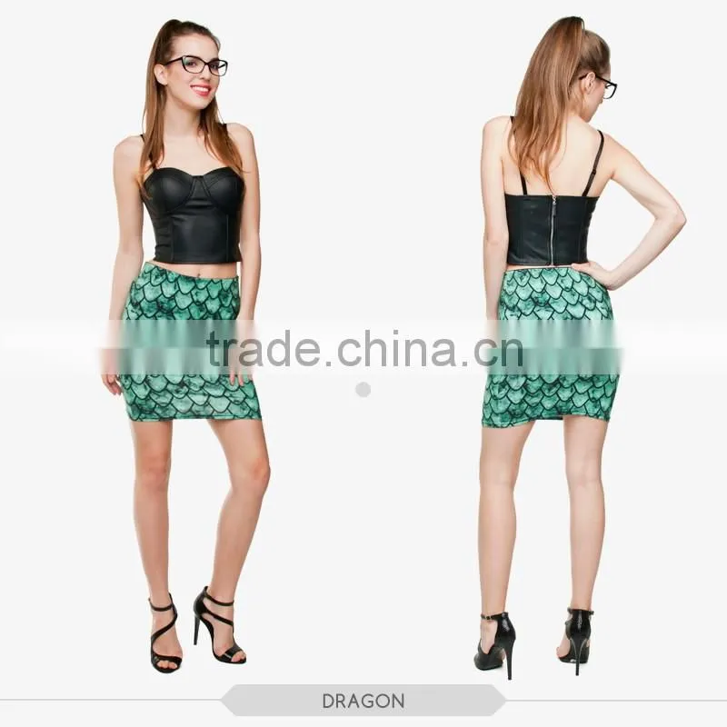 vintage flowers dragon red sexy girls tight mini skirt high quality 3d digital full print custom hot sale tube stretchy skirt