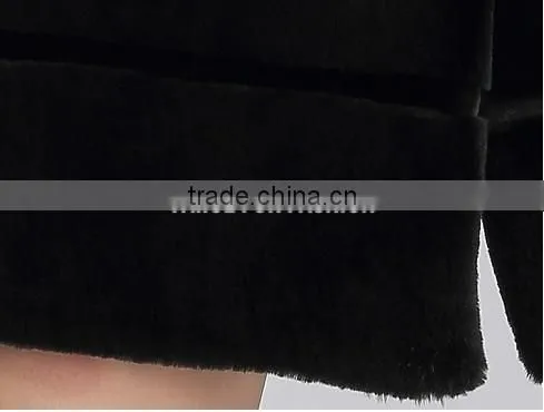 rex14048 rex rabbit fur coat with mink fur collar and cuffs black