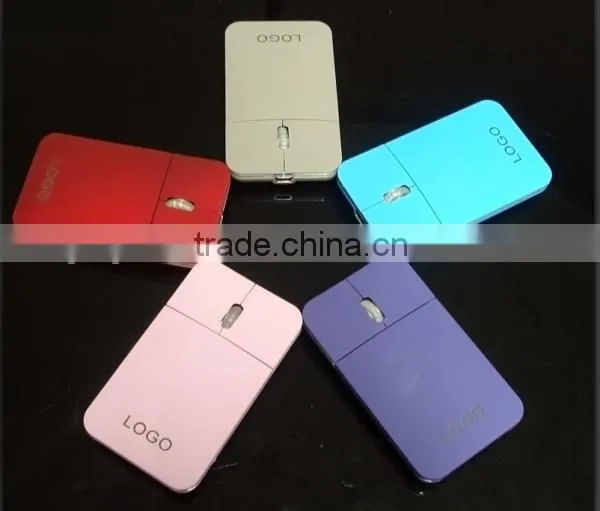 Rechargeable 2.4G Wireless Flat Slim Mouse with Led LOGO for promotional gift