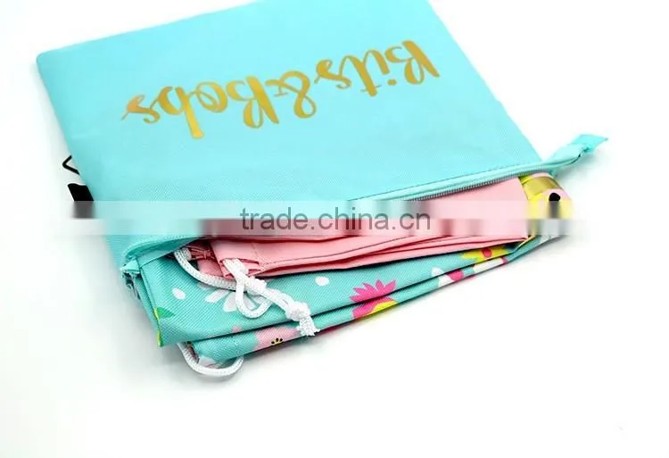 Customized printing polyester packaging travel drawstring bag travel bag set with 3 sizes