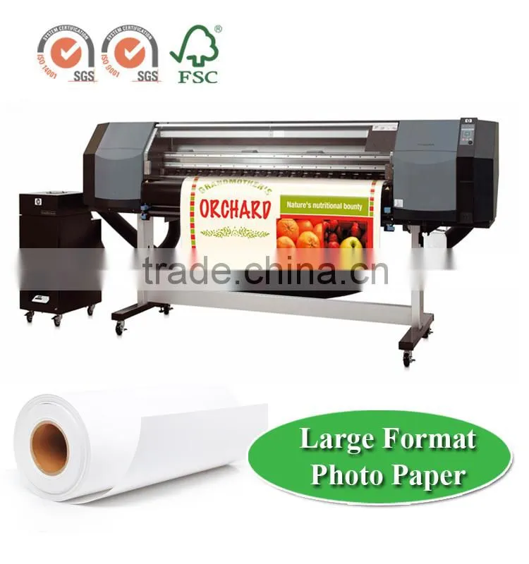 Roll Photo Paper In Large Format Size 24", 36", 42", jumbo roll For HP, Canon, Epson Inkjet printer / ISO9001, ISO14001, FSC