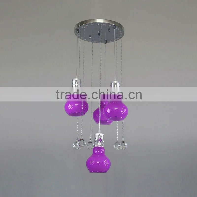 3 heads pendant light E27 with LED and crystal