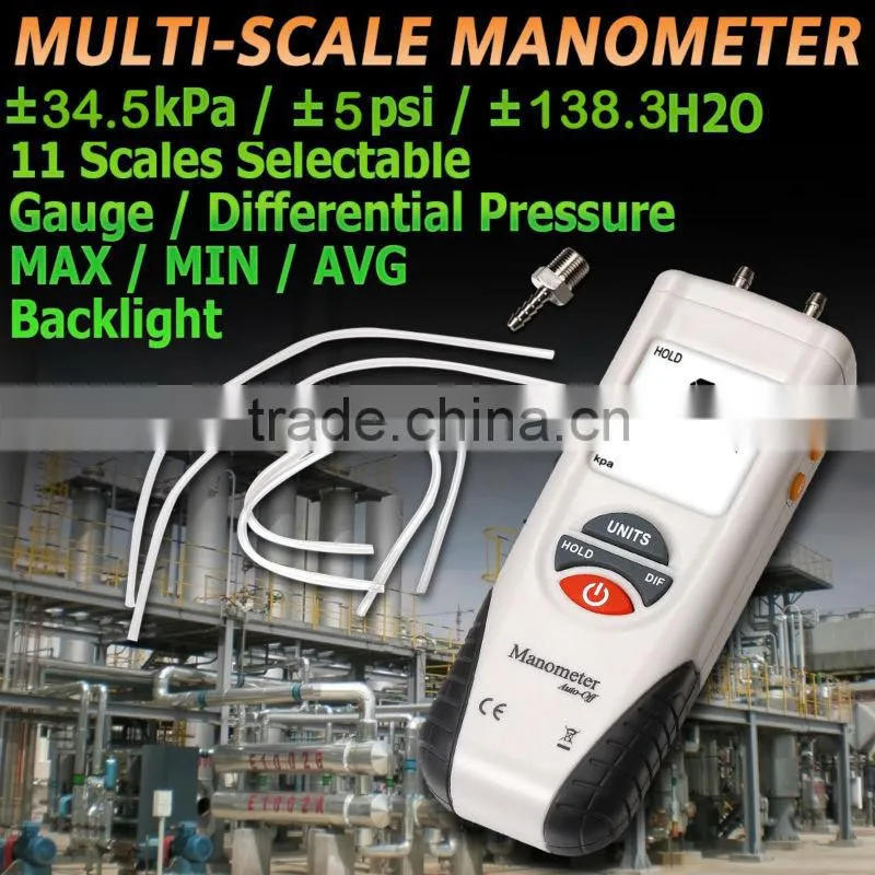 Digital Air Pressure Meter Manometer Gauge and Differential Pressure Max 20psi