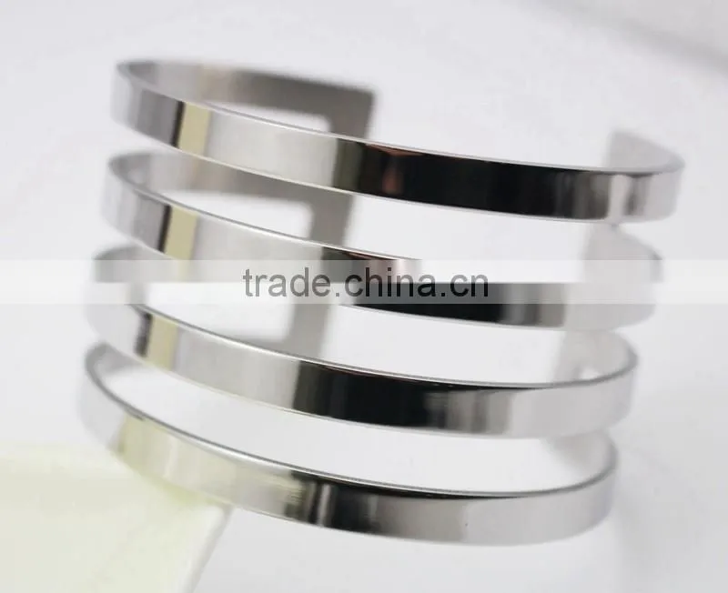 Fashion Hollow Out Stainless Steel Opening Cuff Bangle Bracelet