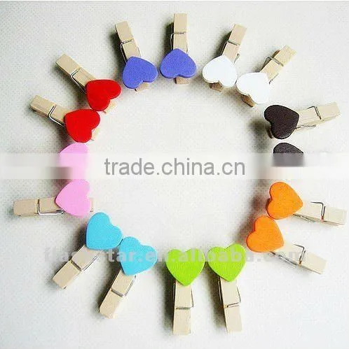 2013 Hot Sell Promotional love heart wooden clip