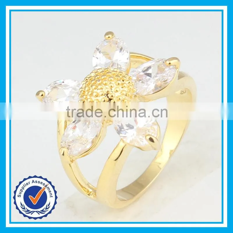 2015 yiwu wholesale korean fashion gold flower models ring for women