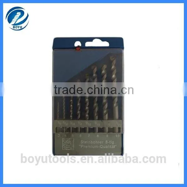 Milled masonry drill bit set sand blasted